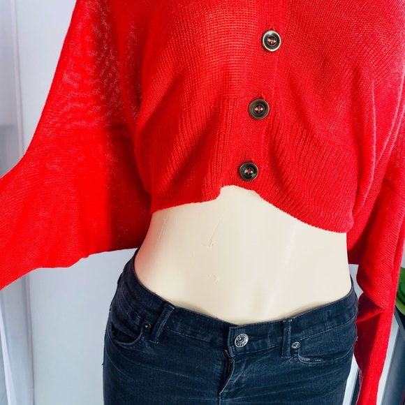 Rachel Roy  red knit crop sweater - Picture 2 of 9